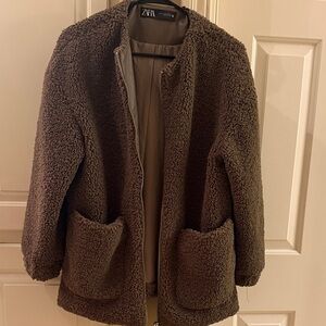 Zara Chocolate Brown Fleece Jacket